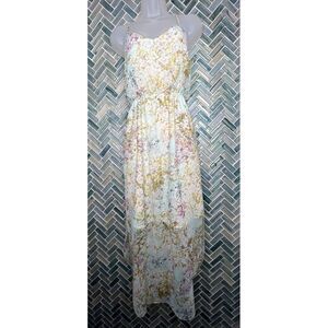 XXS BGBGeneration LIGHT BLUE FLORAL STRAPPY SLEEVELESS CHIFFON MAXI DRESS LINED